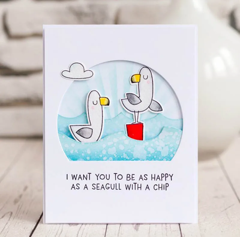 Wish you happy sea gull Transparent Clear Stamps / Silicone stamp/coordinating die for DIY scrapbooks photo album/Card Making | Канцтовары