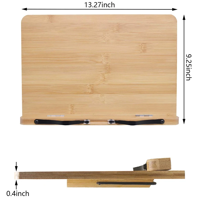 

Bamboo Book Stand, Adjustable Portable Foldable Tablet Stand, Reading Desk for Textbook Piano Music Book Clip Stand