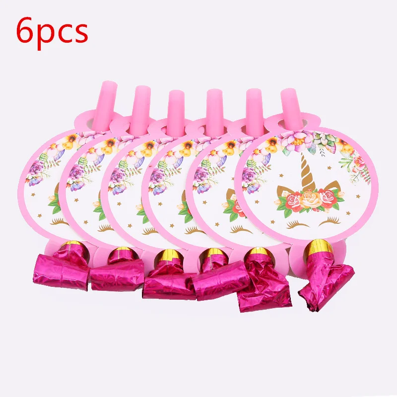 Blowing 6pcs 1 шт. Розовый Единорог мультфильм бумажная Складная пиньята вечерние игрушки игры бинго Девочка Дети День рождения/фестиваль украшения сувениры 49*27 см - Цвет: Blowing 6pcs