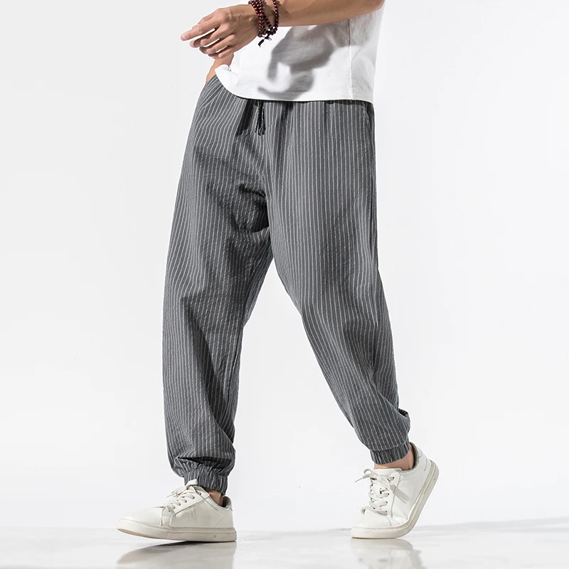 Мужские шаровары в Корейском стиле Харадзюку новинка 2021 полосатые мужские