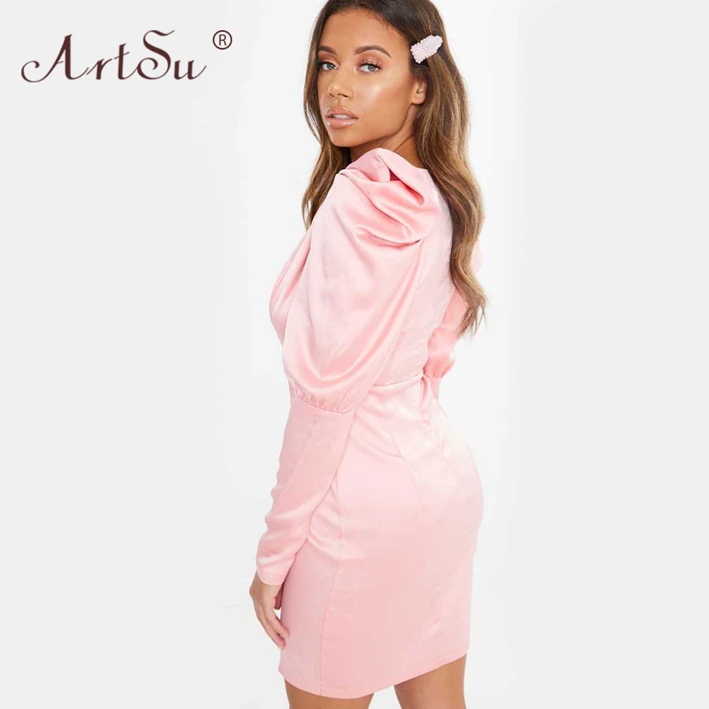 Женское атласное платье-карандаш ArtSu элегантное облегающее шелковое с глубоким