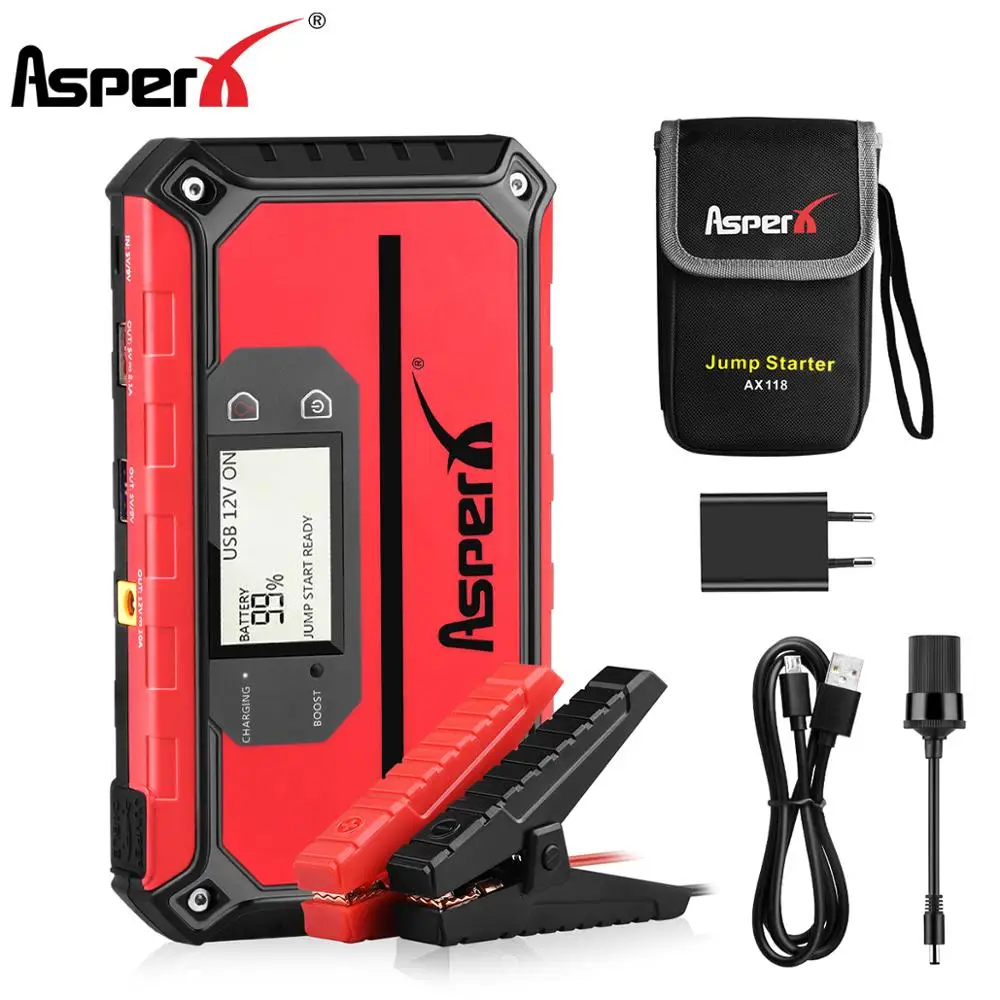 

Car Jump Starter 2000A Emergency Power Bank Battery 18000mAh Car Booster Buster Vehicle Starting Device With LCD Flash Light