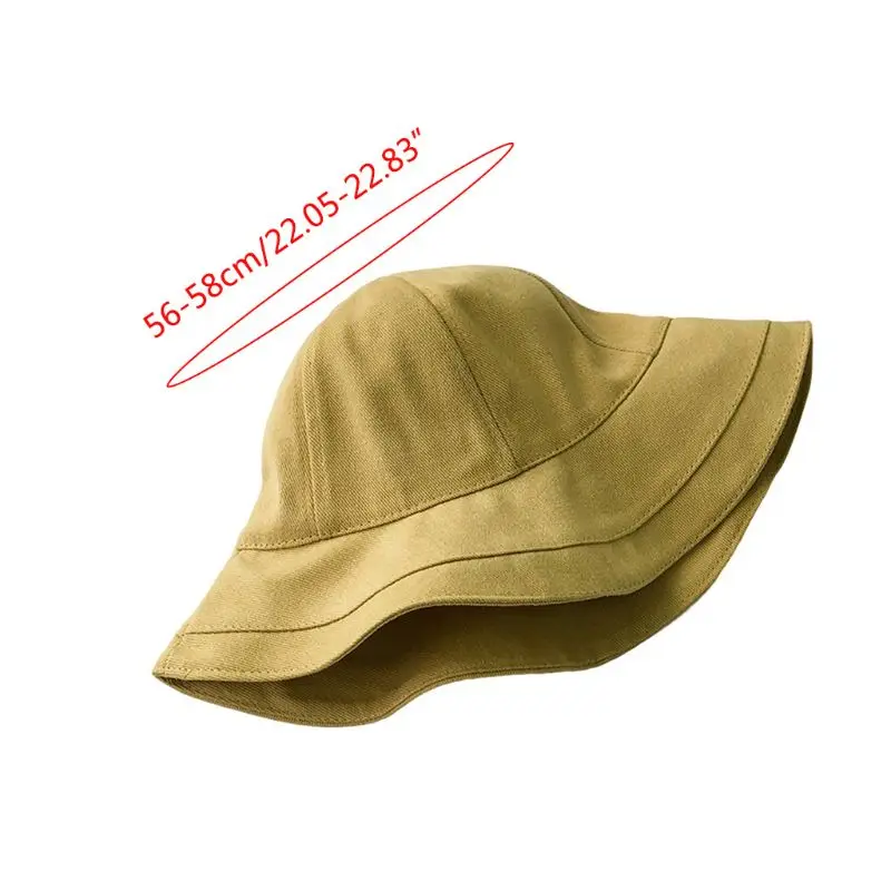 

Korean Women Summer Outdoor Bucket Hat Simple Solid Color Wide Brim Sunscreen Foldable Adjustable Cotton Fisherman Cap