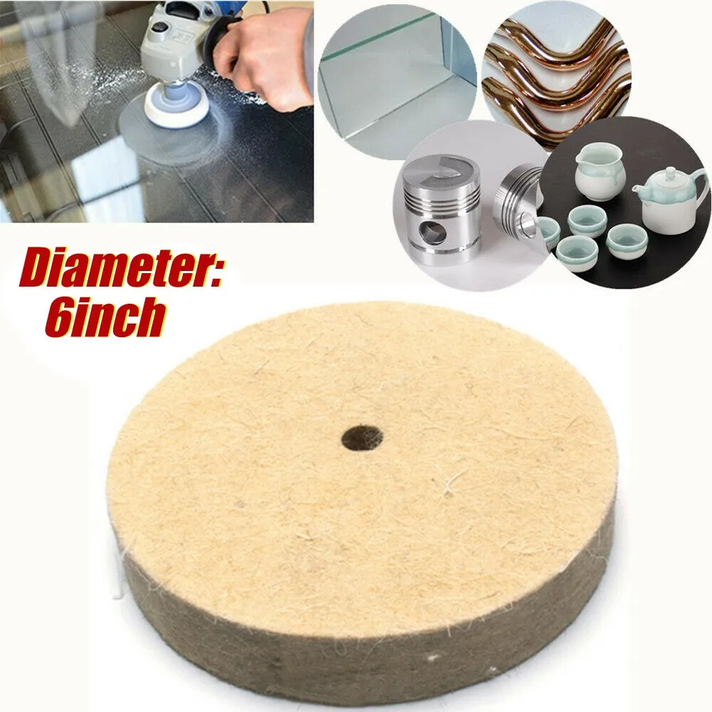 

1 Pcs Polishing Wheel Wool Felt Buffing Disc 6" 150mm Dia Buffer Pad For Metal Wood Cleaning Polisher Tools Accessories