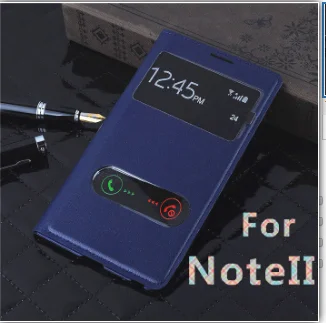 Для samsung Galaxy Note II 2 Note2 NoteII N7100 7100 Smart View Show Флип кожаный чехол s задняя крышка корпус батареи чехол - Цвет: dark blue