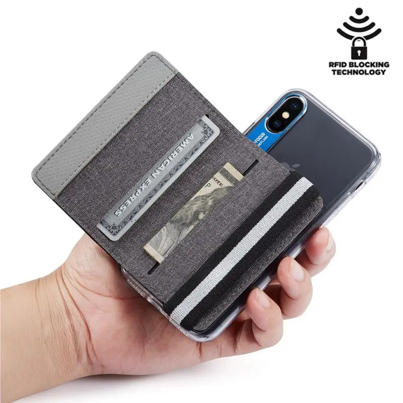 5 Colors RFID Blocking Adhesive Genuine Leather Credit Card Pocket Sticker Pouch Holder Case for Cell Phone | Багаж и сумки
