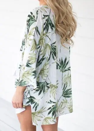 

Europe and the United States 2018 spring and summer new chiffon blouse beach skirt coconut print sun proof cardigan Kimono