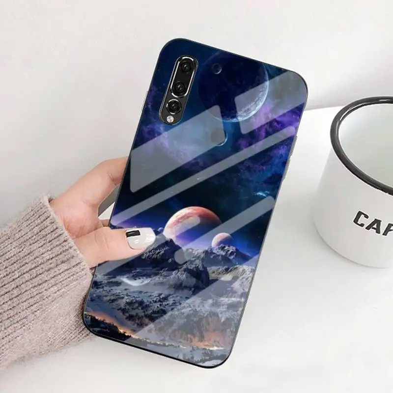 

Outer Space Planet Stars Spaceship Astronaut Phone Case Tempered Glass For Huawei P9 10 30mate9 10 20 Honor8X 9 10 V10 Nova3I 5