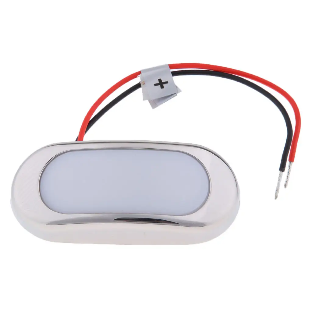 

24V MARINE BOAT LED RV TRAILER BLUE OBLONG COURTESY LIGHT 3X1.31'' RIM