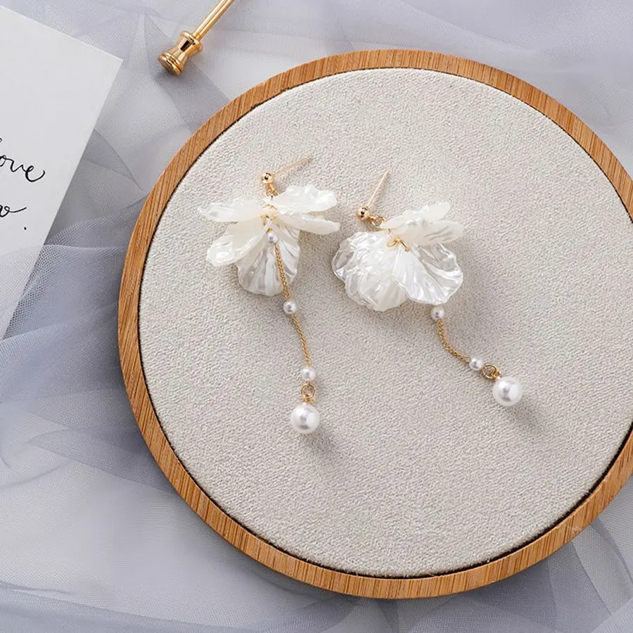 Роскошные Жемчужные Серьги кисточки для женщин Сладкий милый цветок лепесток