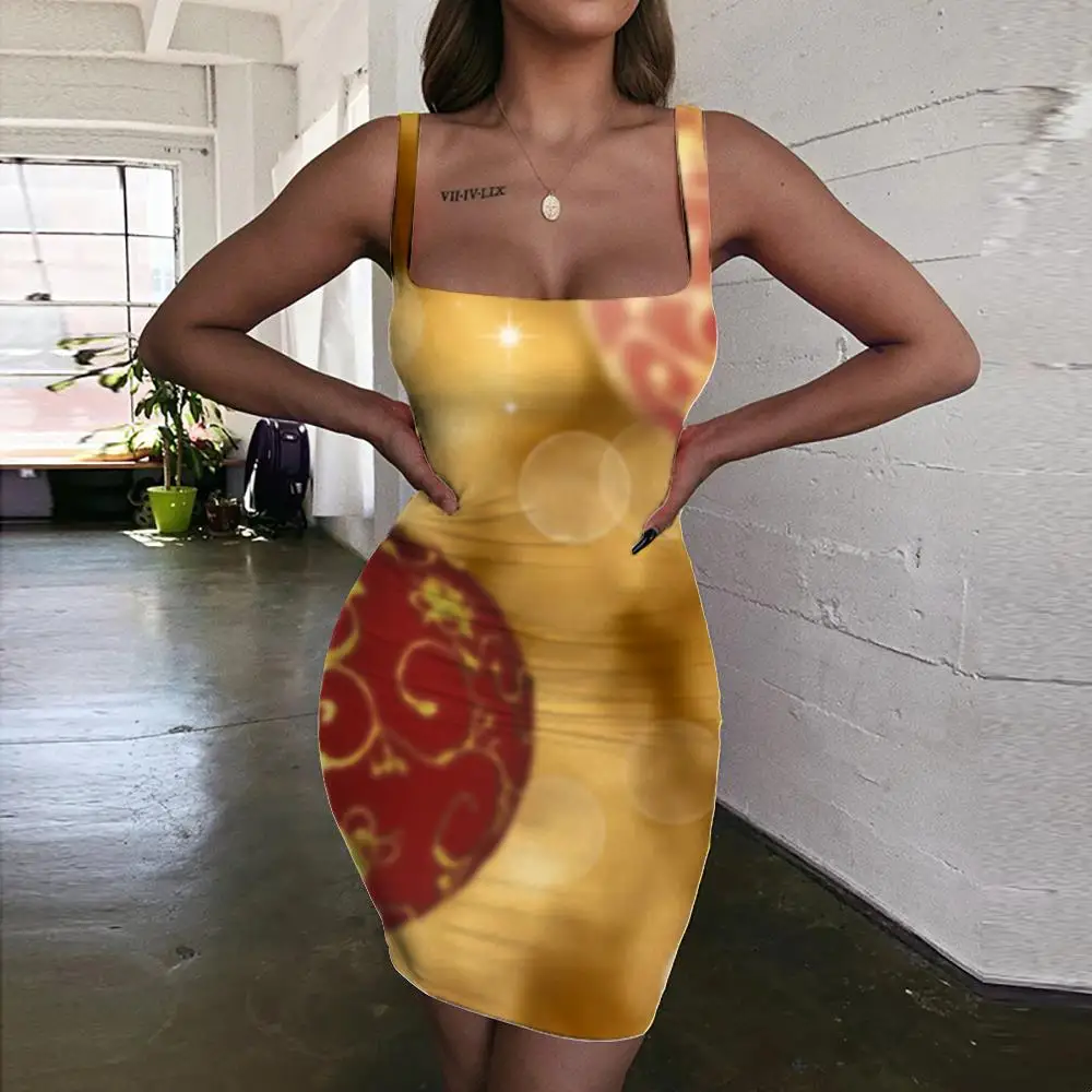 Брендовые рождественские платья Giyu женские без рукавов с декоративной лямкой на