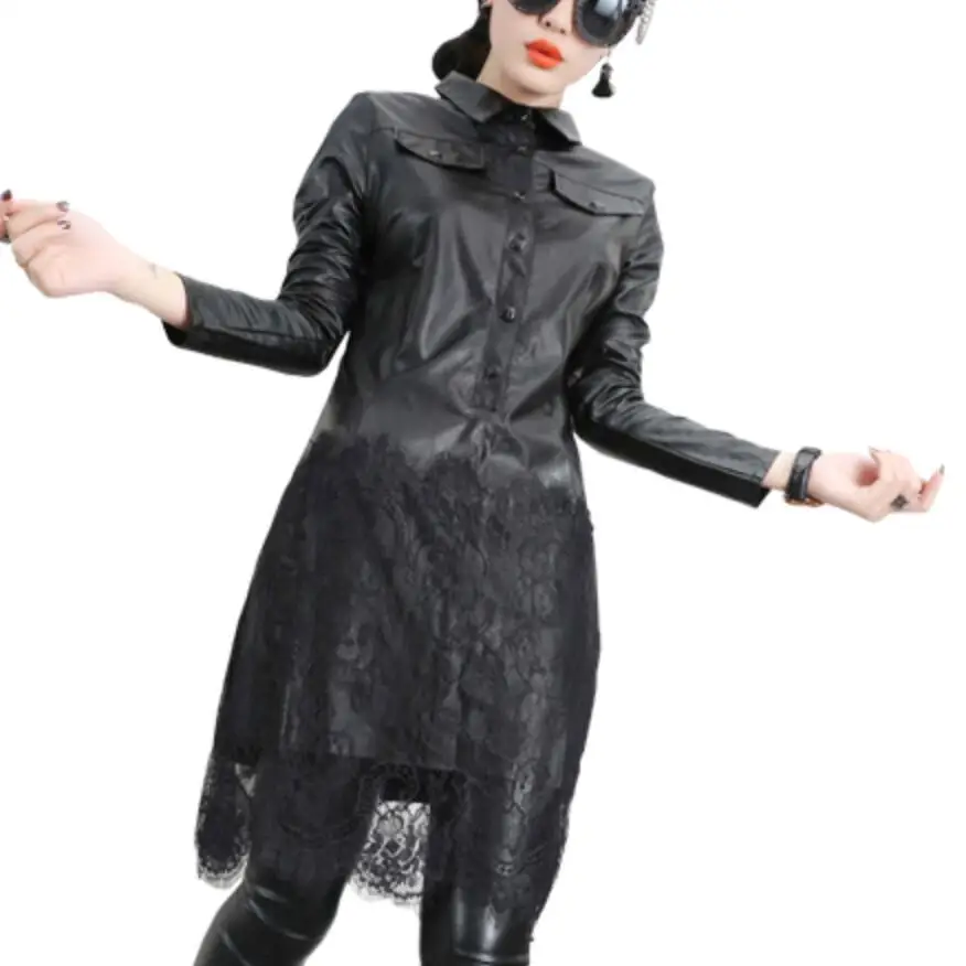 Женская осенне зимняя блузка с кружевом и отложным воротником|Блузки| |