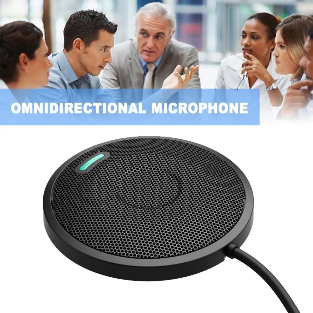 

USB Plug Computer Laptop Omnidirectional Condenser Conference Microphone with Indicator Lights Video Meeting Speaker