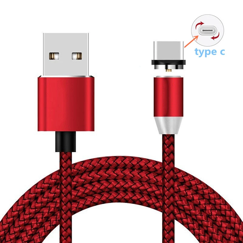 Магнитный Тип C Магнит Micro USB кабель для зарядки для huawei Y3 Y5 Y6 Y7 Y9 Prime P Smart Plus mate 10 20 быстрое зарядное устройство для телефона - Цвет: Type C Cable Red