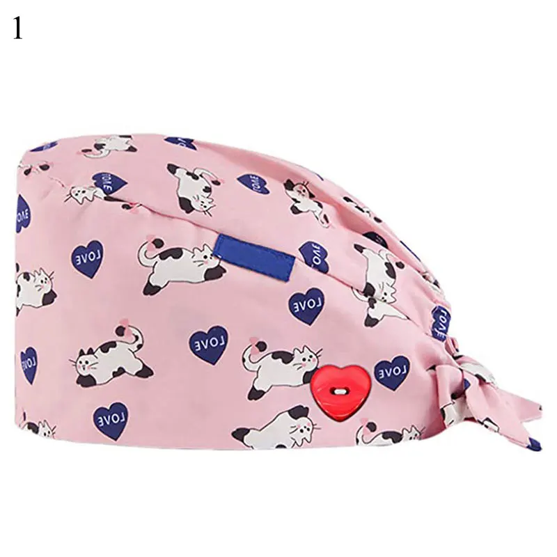 

work hats Scrub Cap Hat Cartoon Flower Printing accessories Wholesale unisex Pet caps hats Hat Dental Clinic Cap