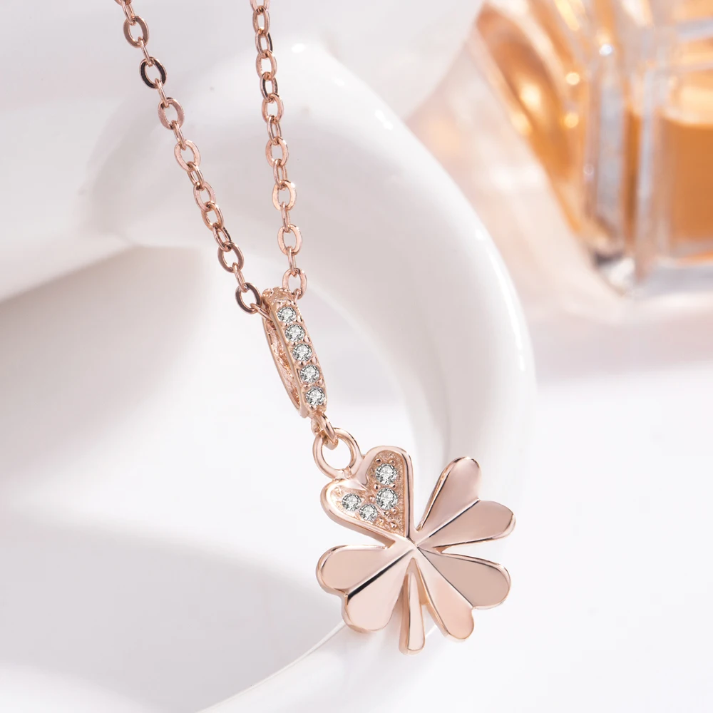 Новая звезда розового золота кулон ожерелье 100% Серебро 925 пробы чокер Леди Мода