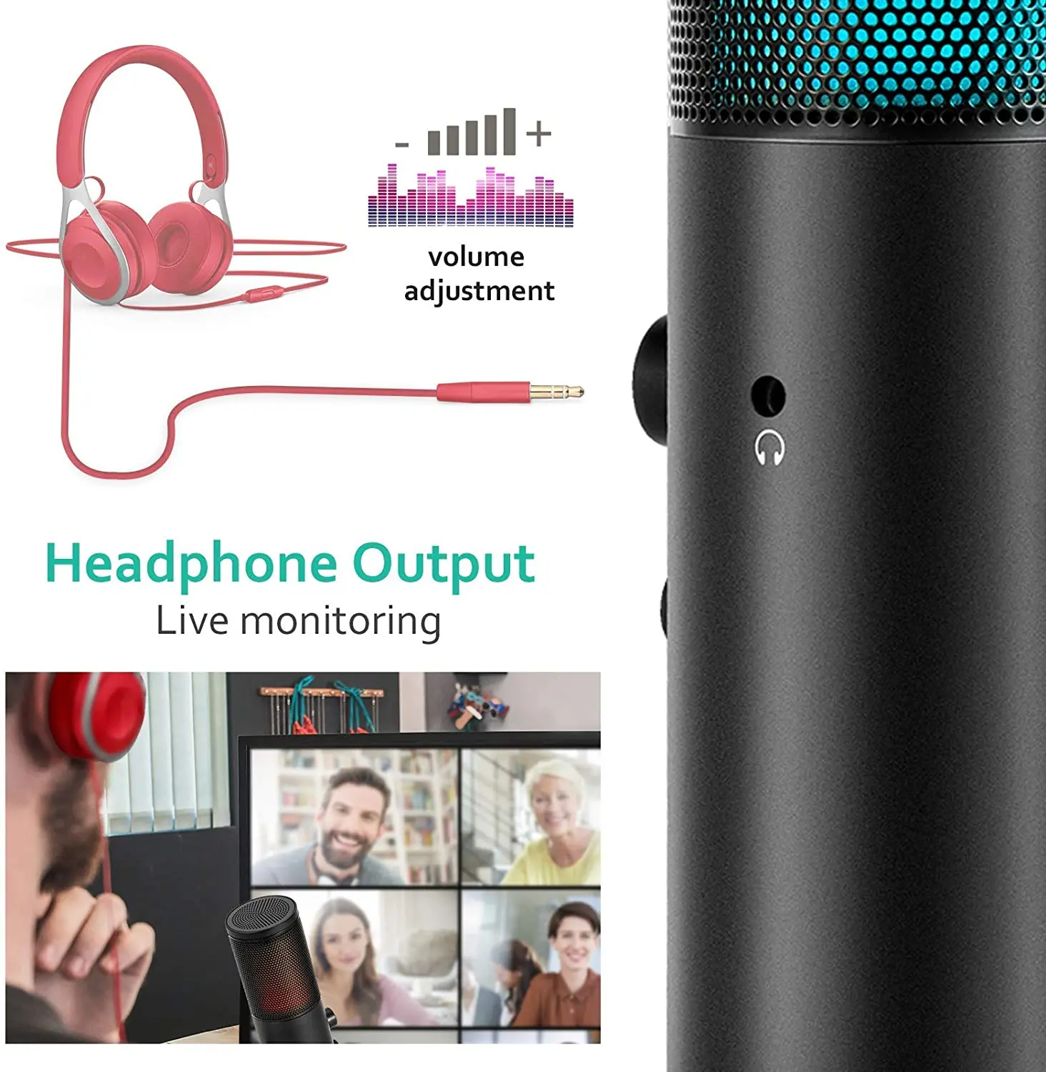 Игровой конденсаторный микрофон RGB USB для компьютера PS4 MAC цветные динамические