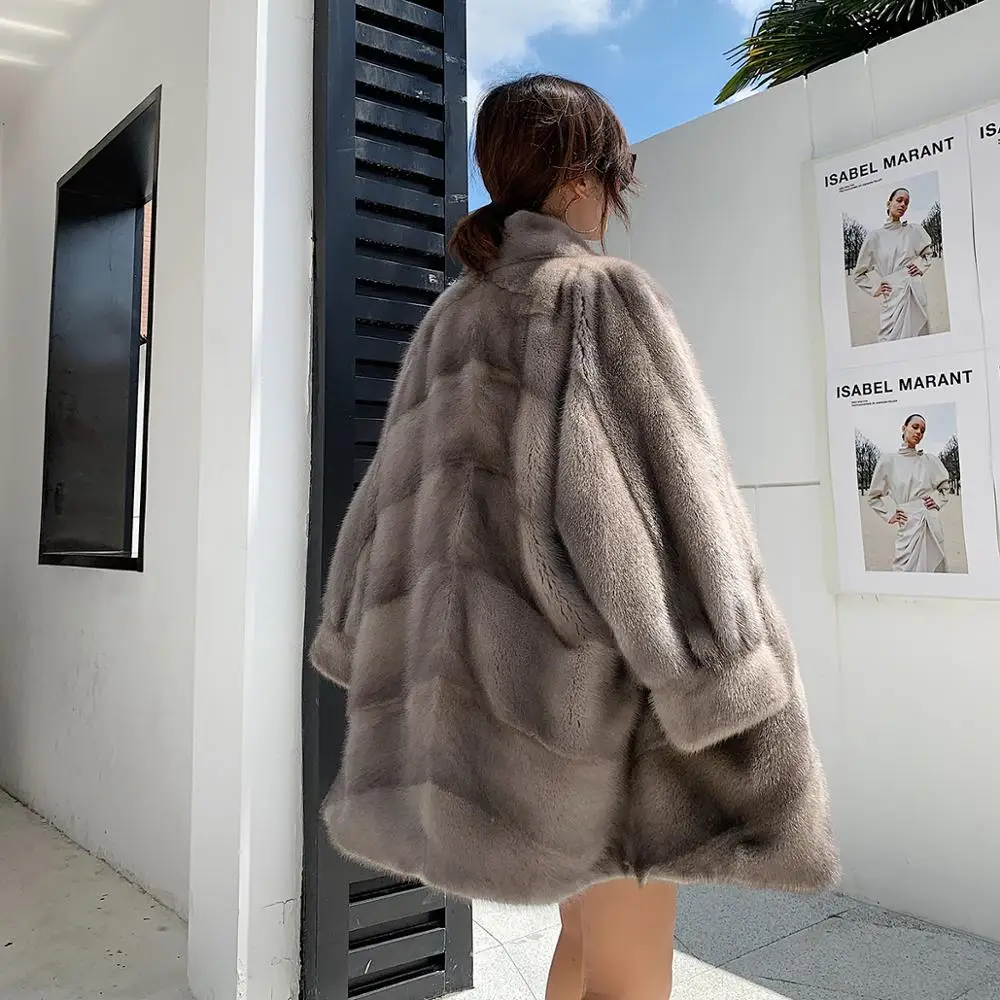HDHOHR 2022 Soft Warm Import Real Mink Fur Coats For Women High Quality Winter  Fashion Genuine Mink Fur Jackets Female Oversize