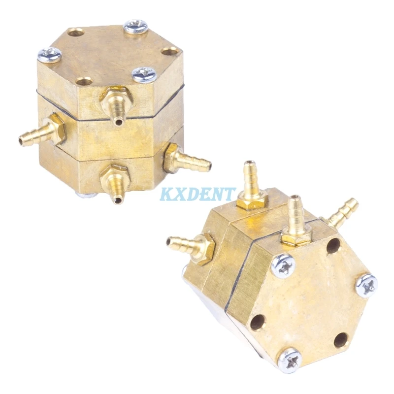 

2pcs Dental Hexagonal Water Air Valve 3mm Copper 4 Connectors for Dental Chair Unit Parts Dentistry Lab Supplies