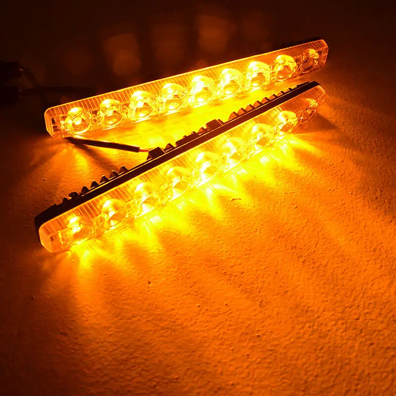 

9 LED Daytime Running DRL White + Turn Signal Amber Switchback Yellow Fog Light New High Quality