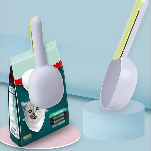 Pet Cat Dog Food Shovel Creative Dual-Use Big Capacity Feeding Scoop Measuring Spoon With Sealing Bag Clip Dog Feeders Supplies