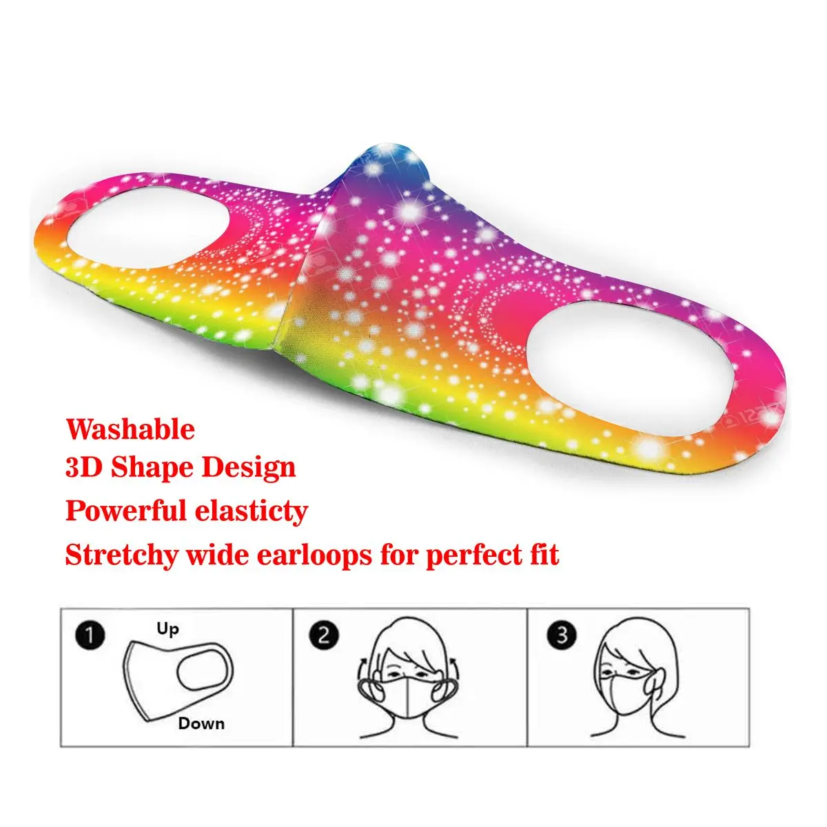 

Dust Mask Rainbow Circle Colorful Stars Mouth Face Cover Respirator for Adult Kid Washable Reusable Anti Pollution