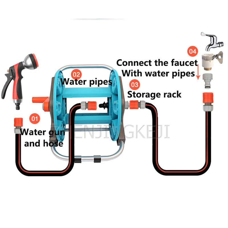 

15 Meters Water Truck Water Pipe Rack Free Installation Garden Hose Garden Water Gun Water Pipe Storage Not Easy To Rust Tools