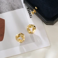 1 pair classic matte gold sterling silver stud earrings geometric ear ring for women beautiful and elegant ear jewelry