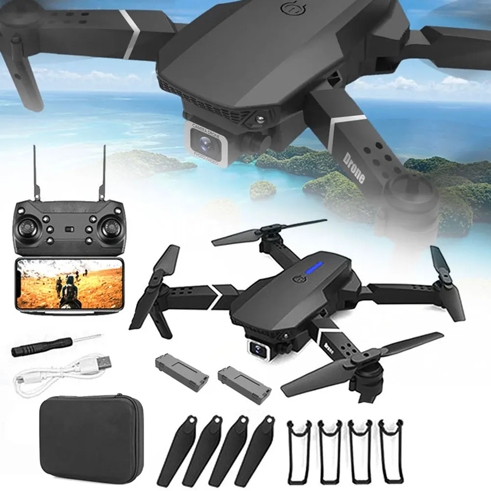 

E88 Pro Profissional Drone 4k Gps With Camera Foldable Mini Drone Dual-Camera Wide-Angle Drone RC Remote Quadcopter Aircrafts