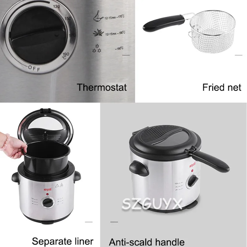 Электрическая мини Фритюрница 1 5 л съемная антипригарная одногоршечная