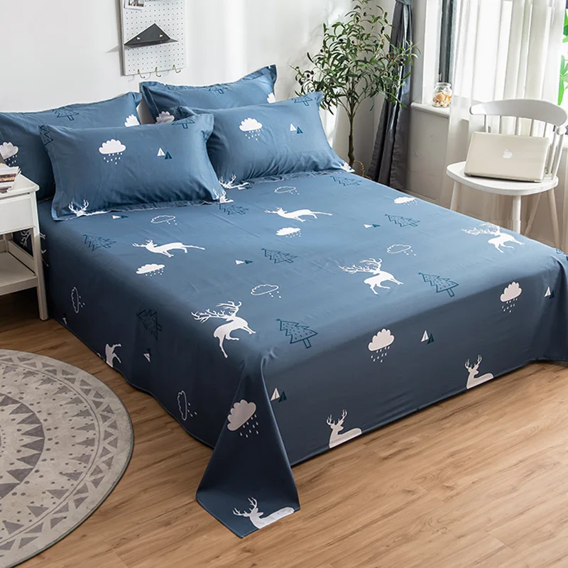 New Spring Green Flower Printed Bed Sheet Cotton Flat Sheet for Bedding Set Bed Linens Twin Full Queen King Bedspreads - Цвет: Прозрачный
