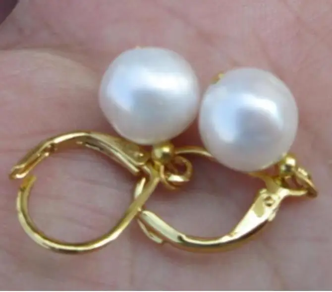 ОГРОМНЫЙ AAA 11 12 мм Южное море белый жемчуг висячие серьги 14 k/20