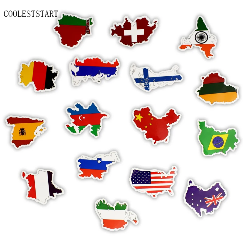 10/50 Pcs/Set National Flags Graffti Stickers Children Countries Map Travel Sticker For Luggage Laptop Car Refrigerator Toy | Игрушки и