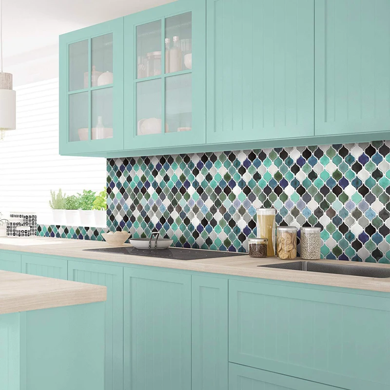 Peel and Stick Wallpaper 3d PET Grid Sticker diy Kitchen Tiles Wall Decor Waterproof Epoxy Resin Stickers Room Decoration W228 | Дом и сад