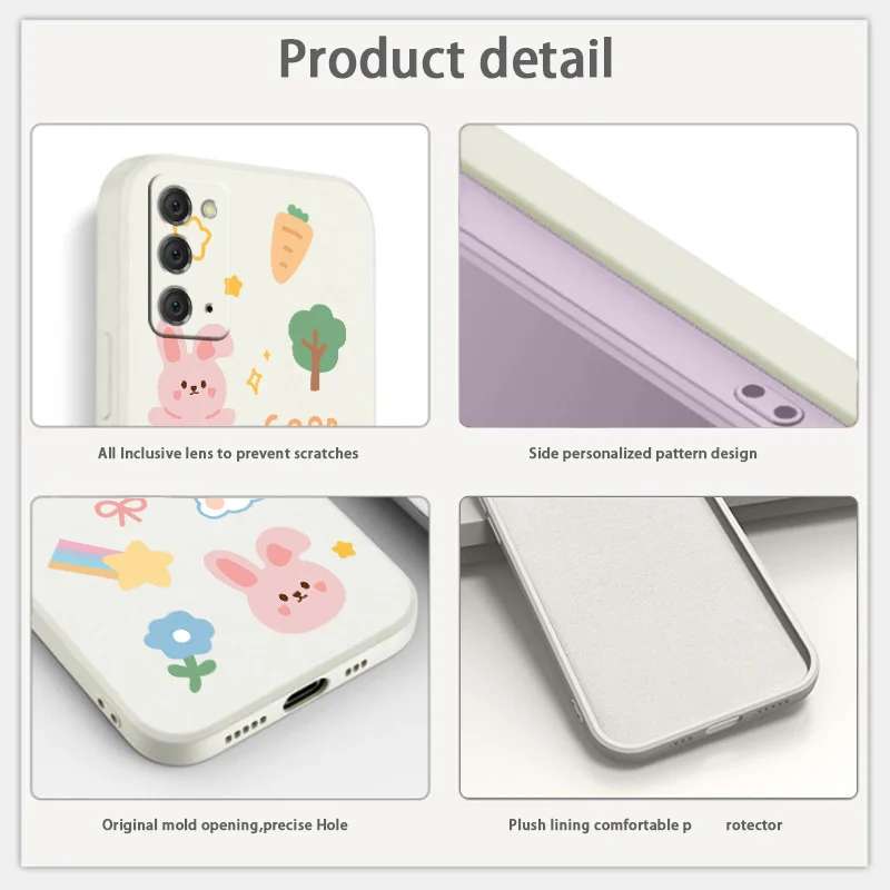 Cartoon Rabbit Phone Case For Samsung Galaxy S22 S21 S20 FE S10 Note 20 10 Ultra Plus A72 A52 A32 A71 A51 A31 A21S 4G 5G Cover