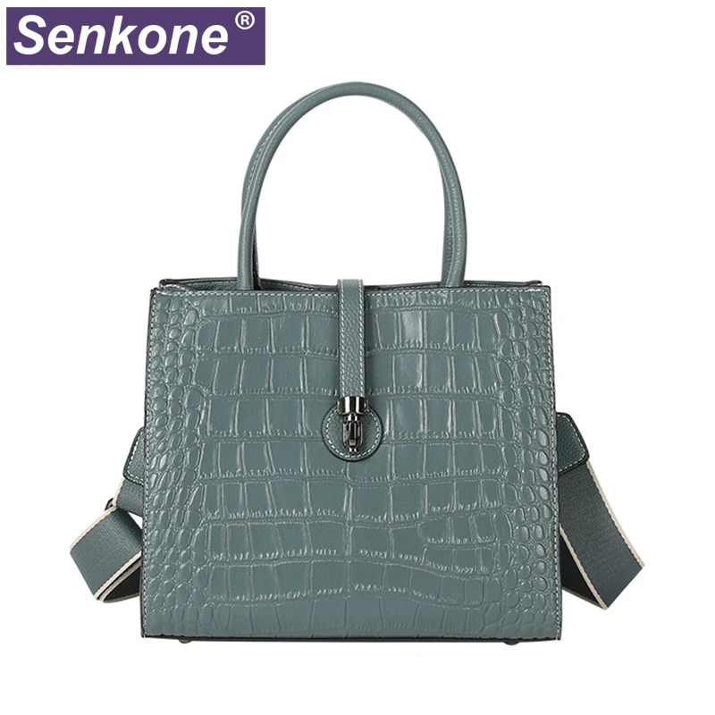 

Large Capacity Tote Bag Genuine Leather Luxury Handbags Women Bags Designer Crocodile Pattern Ladies Shoulder Bag High Quality
