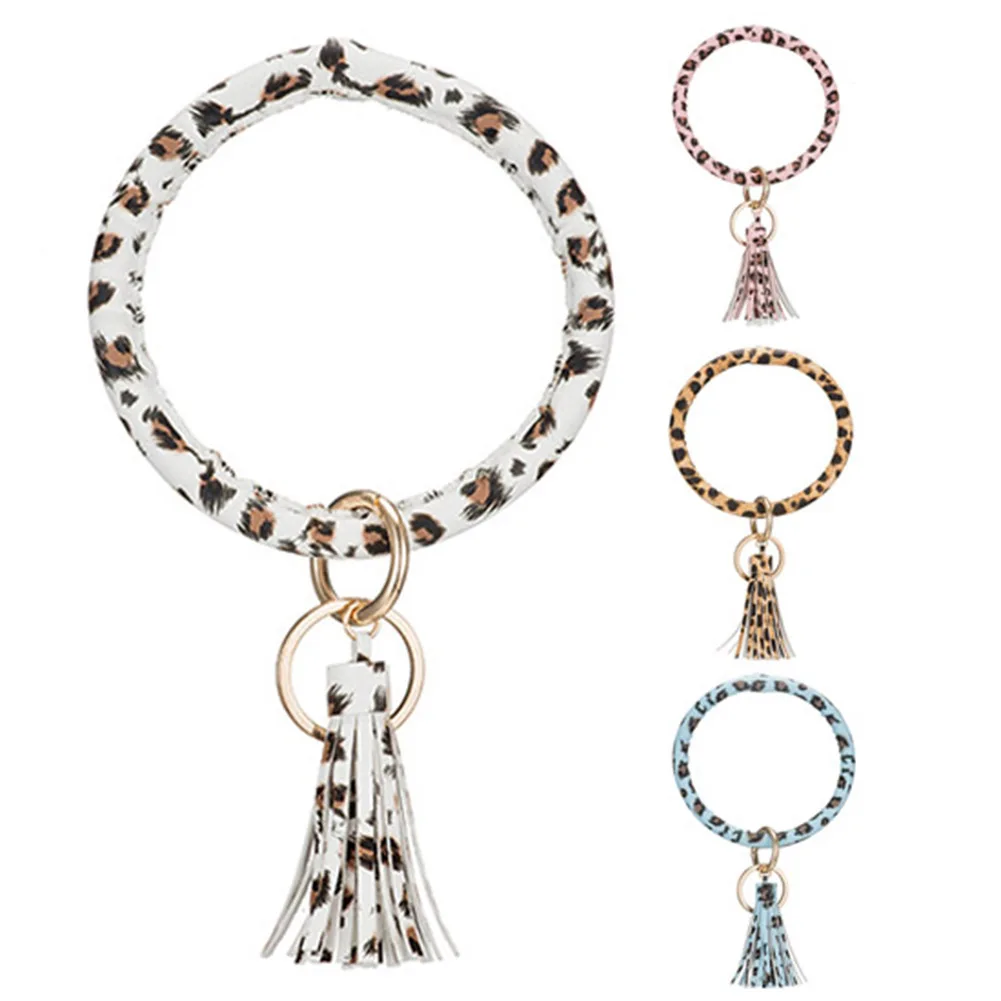 Женский леопардовый однотонный браслет с кисточкой ремешок брелок держатель
