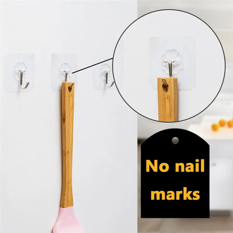 20Pcs Transparent Strong Self Adhesive Door Wall Hangers Hooks Suction Heavy Load Rack Cup Sucker for Kitchen Bathroom | Дом и сад
