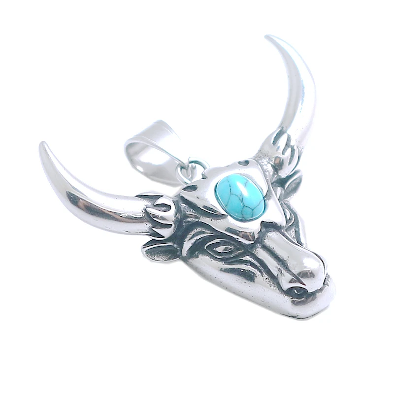 Классический винтажный кулон в виде головы вола из нержавеющей стали 316L |