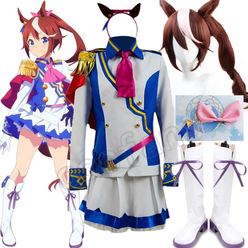 

New Umamusume Pretty Derby Cosplay Costume Uma musume Tokai Teio Cosplay ears Tail headdress shoes wigs Uniform for Women Dress