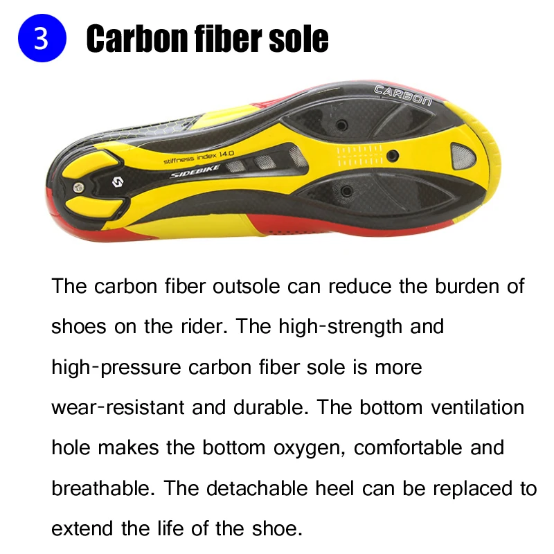 

SIDEBIKE road bike shoes carbon fiber sole men women self-locking breathable SPD-SL Triathlon Road Bicycle Racing Sneakers