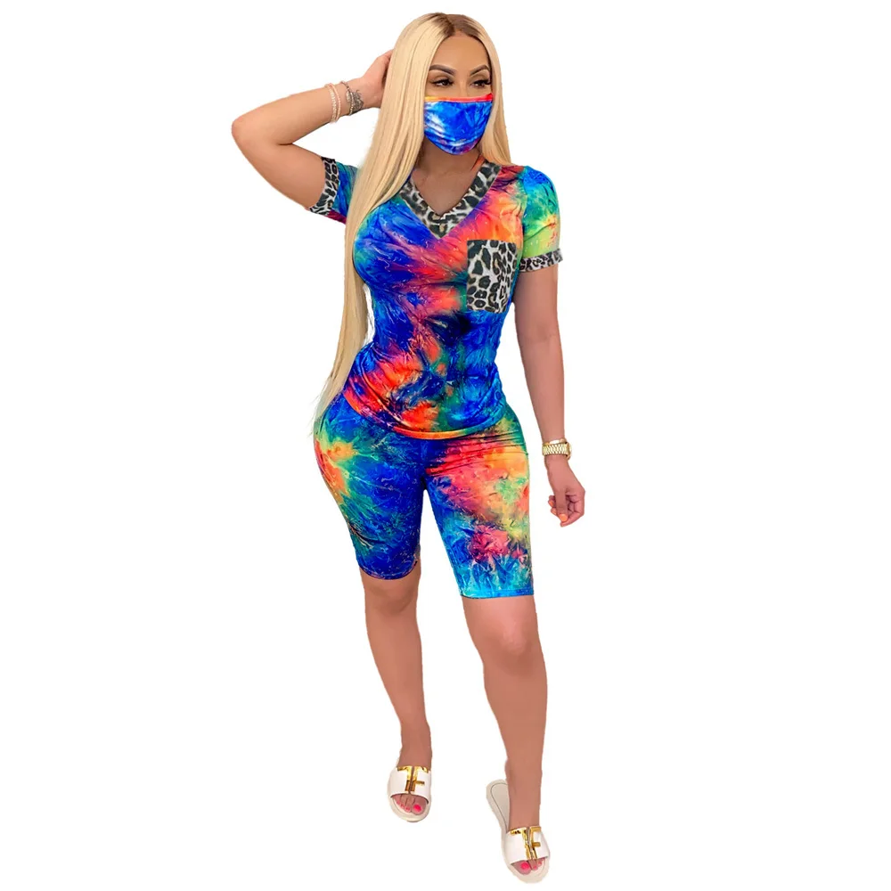 Женский комплект из 2 предметов футболка с V образным вырезом и коротким