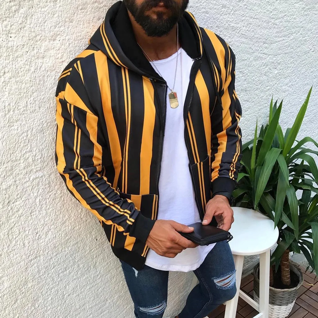 2019 зимняя Весенняя полосатая куртка с капюшоном Мужская Флисовая теплая