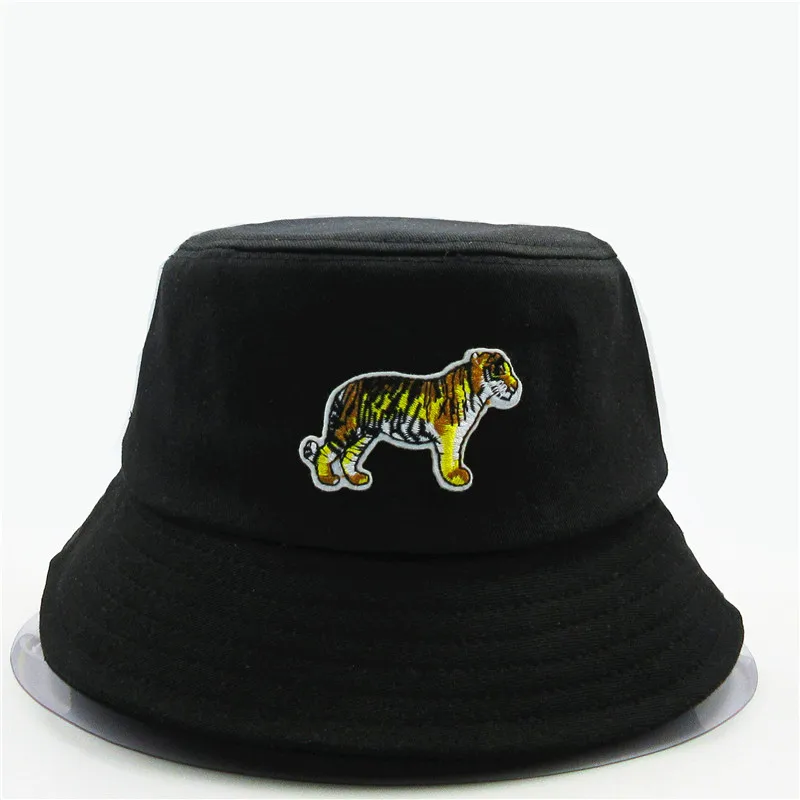 

LDSLYJR Tiger animal embroidery cotton Bucket Hat Fisherman Hat outdoor travel hat Sun Cap Hats for men and Women 256