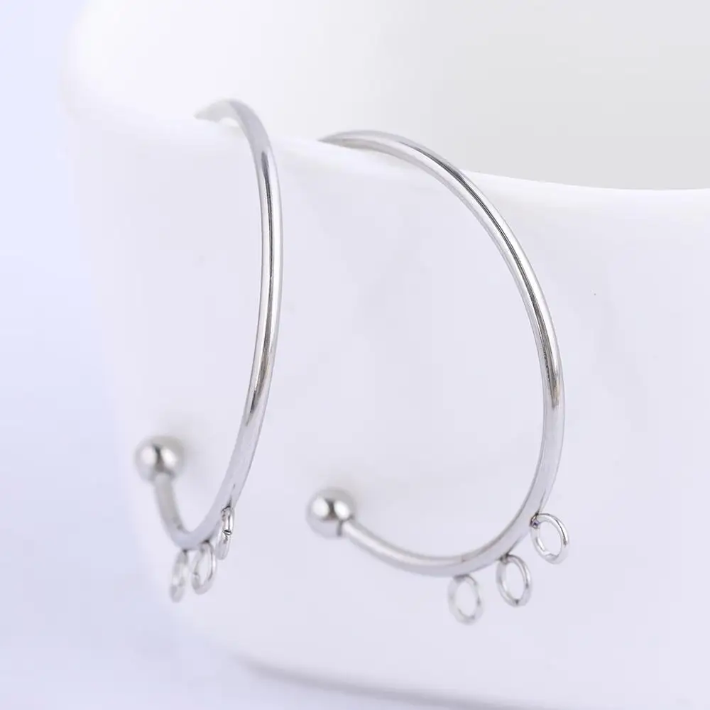 

6pcs Stainless Steel 25mm Half Circle Earring Connectors Diy Earrings Stud Posts With Loops For Jewelry Making