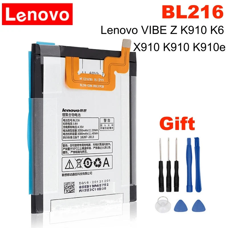 Lenovo оригинальный аккумулятор BL216 3050 мАч для VIBE Z K910 K6 X910 K910E BL 216 BL-216 высокого