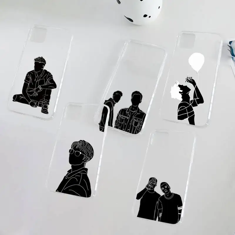 

Black lineart boys Phone Case Clear Transparent for iPhone 11 12 13 mini pro XS MAX 8 7 6 6S Plus X 5S SE XR 2020