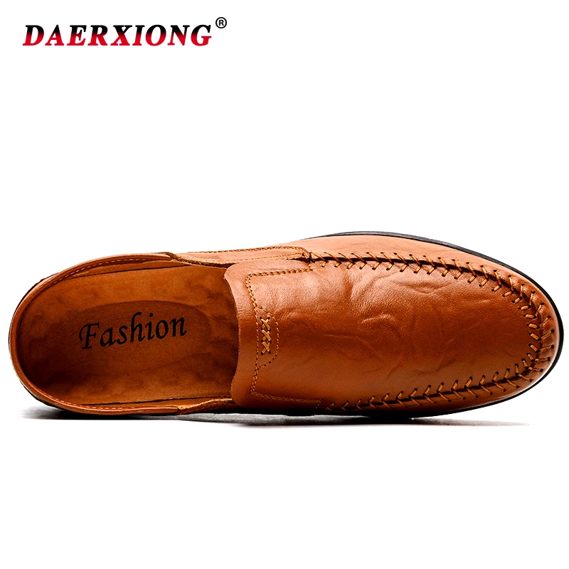 Men Leather Shoes Casual 2019 New Loafers Flat Slip-on Breathable Solid Soft Mocasines Boat Chaussure Homme | Обувь