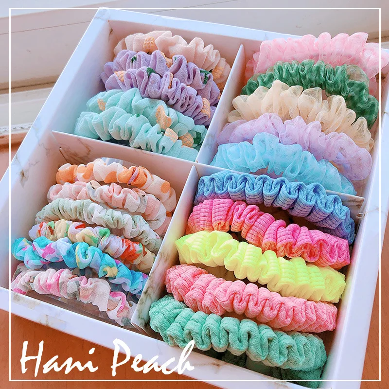 

20/16/15 pcs/ Box Chiffon Hair Bands Scrunchies Pack Girls Women Cute Printed Elastic Rubber Band Headwear Gift Hair Accessories