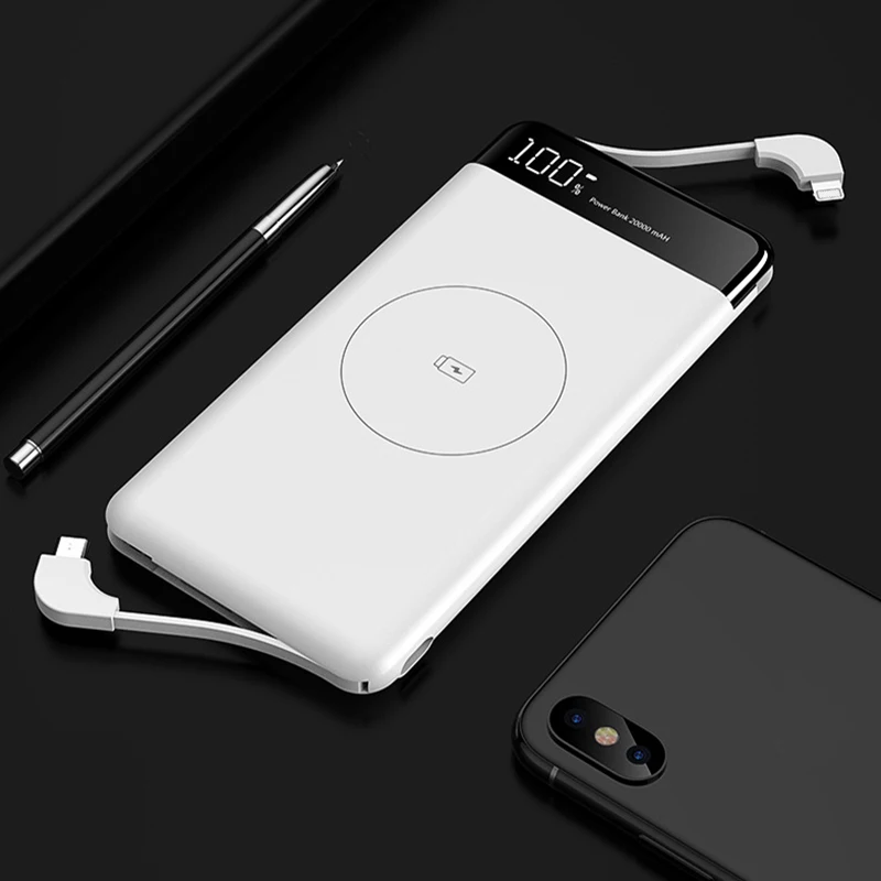 

Slim 10000mAh Qi Wireless Charger Power Bank Portable External Battery Fast Wireless Charging Powerbank For Xiaomi Mi 9 iPhone